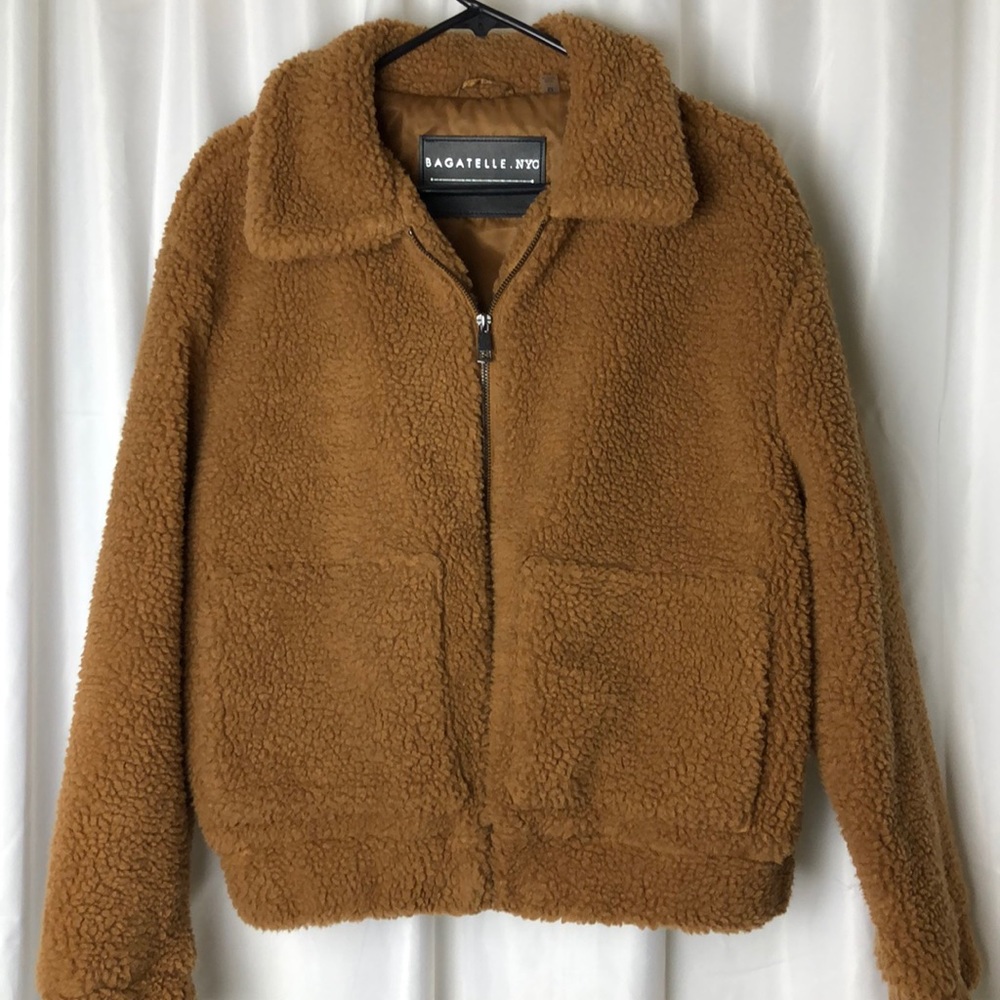Bagatelle brown teddy bomber jacket medium